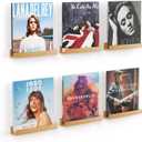 Vinyl Record Shelf Wall Mount 12inch, Pack of 6 Album Record Holder Display Rack, Wood Floating Shelves for Wall Decor, Album Shelves, Kids Bookshelf, Magazine Rack, Natural Wood