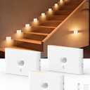Yiliaw Motion Sensor Stair Light, White Automatic Lights with Magnetic Mount, Rechargeable Night Lights Indoor, Dimmable Battery Operated for Hallway, Stairway, Bathroom, Closet, Kitchen, 3 Pack