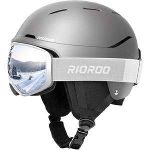 Ski Helmet and Goggles Set, Snowboard Helmet Goggles for Men Women & Youth, Shockproof Snow Helmet Anti Fog OTG Snow Goggles for Skiing Snowboarding (Small, Titanium Gray)