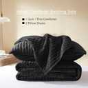 LEAONME Velvet Quilt King Size 98''x106'', Lightweight Black Velvet Comforter Set with 2 Matching Shams, Soft Cross Stitch Bedspread Coverlet Bedding Set for All Season