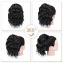 Ponytail Extension,12 Inch Drawstring Ponytail Hair Extensions for Women Synthetic Curly Wavy Fake Pony Tails Hair Pieces for Daily Party Use (Black)