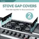 Stainless Steel Stove Gap Covers (2-Pack) - Adjustable Length 14.9 inches to 29.5 inches, Heat-Resistant Kitchen Gap Filler for Countertops