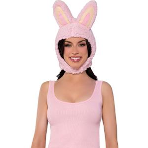 Leg Avenue Women's Halloween Costumes for Women Cute Bunny Monster Hood Animal Ears Bonnet (Pink)