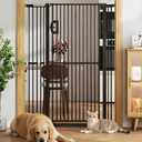 Jekriuet 57" Extra Tall Pet Gate, 27.5"-38.5" Wide, Black