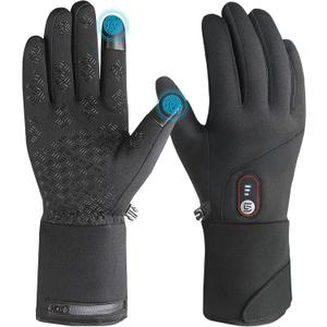 Heated Gloves for Men Women Rechargeable with 7.4V 3000mAh Battery Thin Liner Work Touchscreen Heating Glove for Cold Weather (Small)