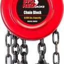BIG RED TR9030-1 Torin Manual Hand Lift Steel Chain Block Hoist with 2 Hooks, 3 Ton (6,000 lb.) Capacity,10ft/3m Red