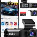Dash Cam Front and Rear, 2.5K+1080P+1080P 3 Channel Dash Cam with 32GB Card, Wi-Fi Dash Camera for Cars, G-Sensor, Night Vision, 24H Parking, Loop Recording Dashcam, 1.97IPS, Support 256GB (Black)