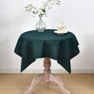 2PCS Dark Green Square Small Tablecloth, 24 x 24 Inch, Stain and Wrinkle Resistant Machine Washable Polyester Table Cloth, Fabric Nightstand End Table Cover