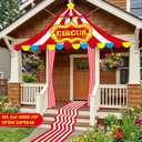 4 Pcs Carnival Circus Tent Decorations Set – Circus Theme Party Decorations with Awning, 2 Porch Sign Banners & Striped Aisle Runner for Carnival Theme Birthday Celebration