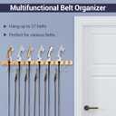 Belt Hanger Organizer for Closet: Ohuhu 2 in 1 Wall Mount Hanger 14 Slots+13 Hooks Storage Wooden Belt Organization 360 Degree Rotating Belt Display Holder for Belt Tie Scarf Accessories, 1 pack