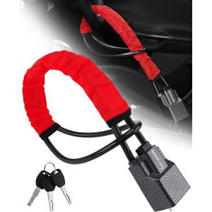 Tevlaphee Steering Wheel Lock Seat Belt Lock Universal Anti Theft Car Device Car Lock Car Theft Prevention with 3 Keys for Car Security Fit Most Vehicles Truck SUV Van (Red)