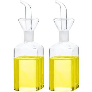 Olive Oil Dispenser, Olive Vinegar Cruet, Cooking Wine Container Salad Dressing Glass Oil Bottle, Vinaigrette Oil Dispenser for Kitchen or BBQ (8.5 oz, Set of 2) (8.5oz, Set of 2)