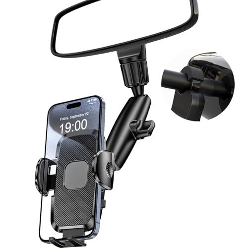 JDHDL Phone Holders for Your Car, Rear View Mirror Phone Holder, 360° Rotating Car Phone Holder Mount Compatible with All 4"-7" iPhone and Android Cell Phones