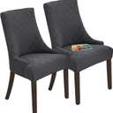 Wingback Dining Chair Covers, Reusable Accent Chair Covers Slipcover with Arms, Remove Washable Dining Chair Protector Covers for Dining Room (Set of 2, Dark Grey)