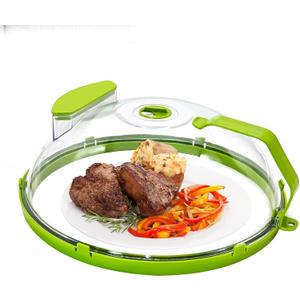 Microwave Cover for Food, 12 Inch Plastic Microwave Splatter Cover with Handle Water Storage Box and Adjustable Steam Vents Holes Microwave Plate Covers for Plates Bowls and Cups