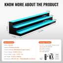 VEVOR LED Lighted Liquor Bottle Display Shelf, 3 Tiers 60 Inches, Supports USB, Illuminated Home Bar Shelf with RF Remote & App Control 7 Static Colors 1-4 H Timing, Acrylic Light Shelf