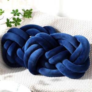 Sintuff 2 Pcs Knot Pillow Soft Decorative Knotted Throw Pillow for Couch Home Sofa Bedroom Decor to Add Comfort and Style(Navy Blue,14 x 16 Inch)