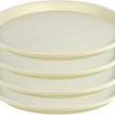 4 Pack 17.7 Inch (15.5 Inch Base) Large Plant Saucer, Round, Beige | Plastic Plant Trays for Indoor & Outdoor Use