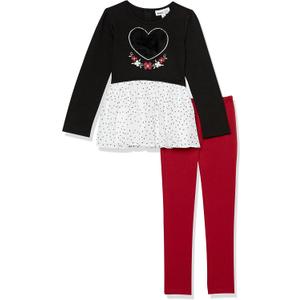 Kids Headquarters girls 2 Pieces Legging Set 2 Pieces Legging Set (Red/Black), Size 6