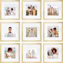 Sheffield Home 9 Piece Gallery Wall Frame Set, 12x12 in. Matted to 8x8 in. (Gold)