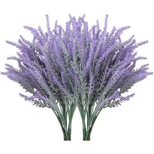 Fake Flower Bundles, Artificial Lavender Faux Plastic Plants Purple Flowers
