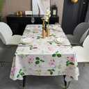 LIBERECOO Reinforced Vinyl Tablecloth with Flannel Backing Waterproof Oil-Proof Floral Plastic Table Cloth Stain-Resistant Wipeable Table Cover Not Stiff