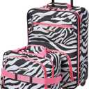 Rockland Fashion Softside Upright Luggage Set, Pink Zebra, 2-Piece (14/19)