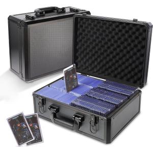 EcoVibe Trading Card Storage Box for 3" X 4" 35PT Toploaders 600+, Toploader Storage Box with 6 Foam Stoppers, Fits Toploader Magnetic Holders MTG Baseball Sports Top Loaders HolderBlack
