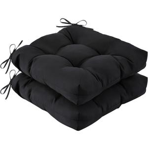 IASEAHK Outdoor Chair Cushions Set of 2, 19" x 19" x 5", Waterproof Outdoor Seat Cushions for Patio Furniture, Fade-Resistant Patio Chair Cushion, Dining Wicker Chair Pads for Porch Garden, Black