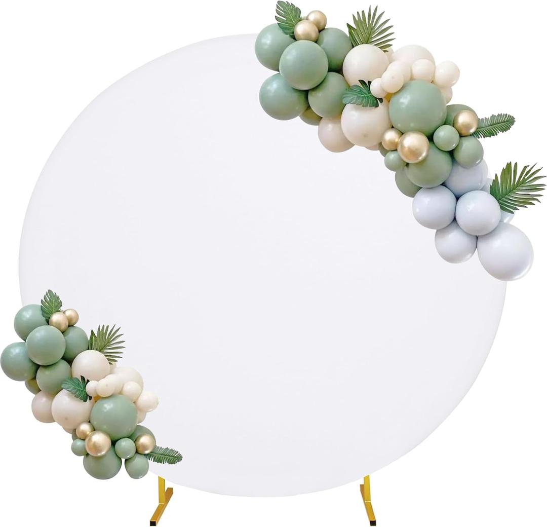 6FT Round Spandex Fitted Wedding Arch Cover for Circle Arch Stand, Thick Spandex Fabric Adjustable Round Arch Backdrop Cover for Wedding Birthday Party Baby Bridal Shower DecorWhite