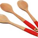 Chef Craft Premium Silicone Handle Wooden Spoon Set, 14 inch, Red