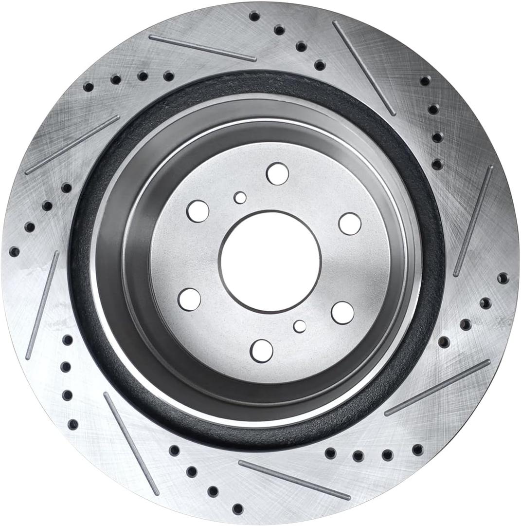 YOUNGERCAR Rear Drilled & Slotted Disc Brake Rotors Kit Replacement Fit for Cadillac Escalade XTS Chevy GMC Suburban Silverado Sierra 1500 Yukon XL 1PCS 
