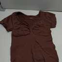 FeelinGirl Shapewear Tummy Control Short Sleeve Bodysuit for Women V Neck Seamless Thong Body Suits Tops (Brown, XL)