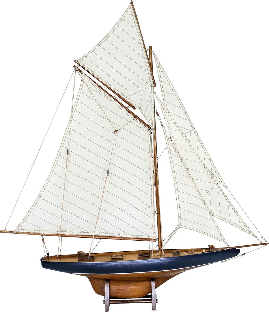 SAILINGSTORY Wooden Sailboat Decor Ship Model Yacht America's Cup Columbia 1901 Replica Medium, 37"
