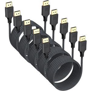 8K Display Port Cable 10 FT 5 Pack, DP Cables DisplayPort 1.4 DP Cord 10ft (8K@60Hz, 4K@144Hz, 2K@240Hz, 32.4Gbps) Compatible for Computer Monitor PC Gaming Laptop