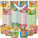 Maxdot 120 Pcs Tropical Snack Cups 9oz Disposable Ice Cream Cups Decorative Hawaii Paper Dessert Bowls Party Supplies for Yogurt, Cupcakes, Soup Hot or Cold Food