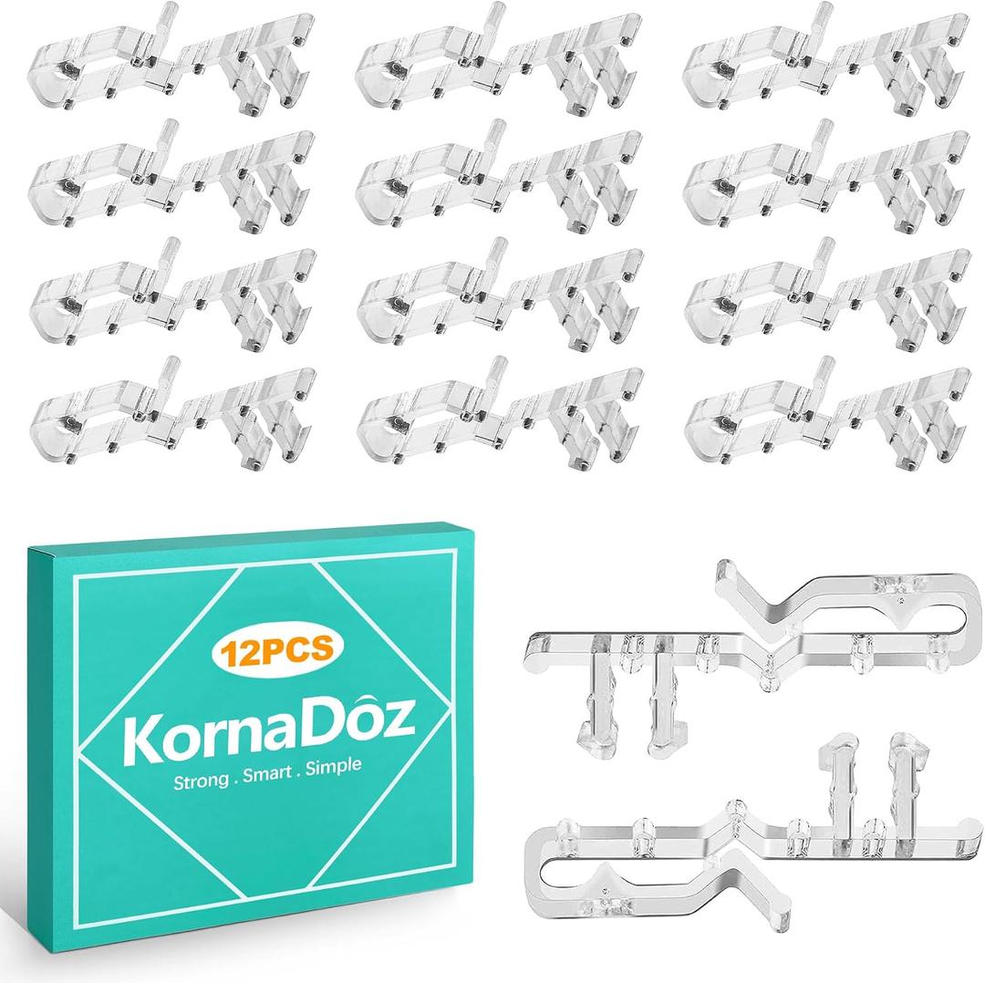 2 x 12 Pack 2-1/8 Inch Valance Clips for Blinds, Clear Plastic Blind Valance Replacement Clips for Wood or Faux Wood Window Blinds with Groove Back, Hidden Invisible Design Blind Cover Clips