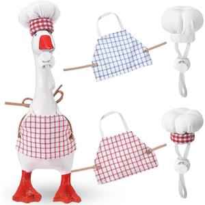 2 Packs Mini Goose Chef Outfits Chef Hats and Aprons for 7-inch Desk Goose Statue Christmas Desk Decor Cute Magnetic Duck Costume Decor Christmas Gift