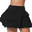 Sunzel Pleated Tennis Skort for Women, High Waisted Athletic Skirt with Built-in Shorts & Pockets for Pickleball (Black, L)