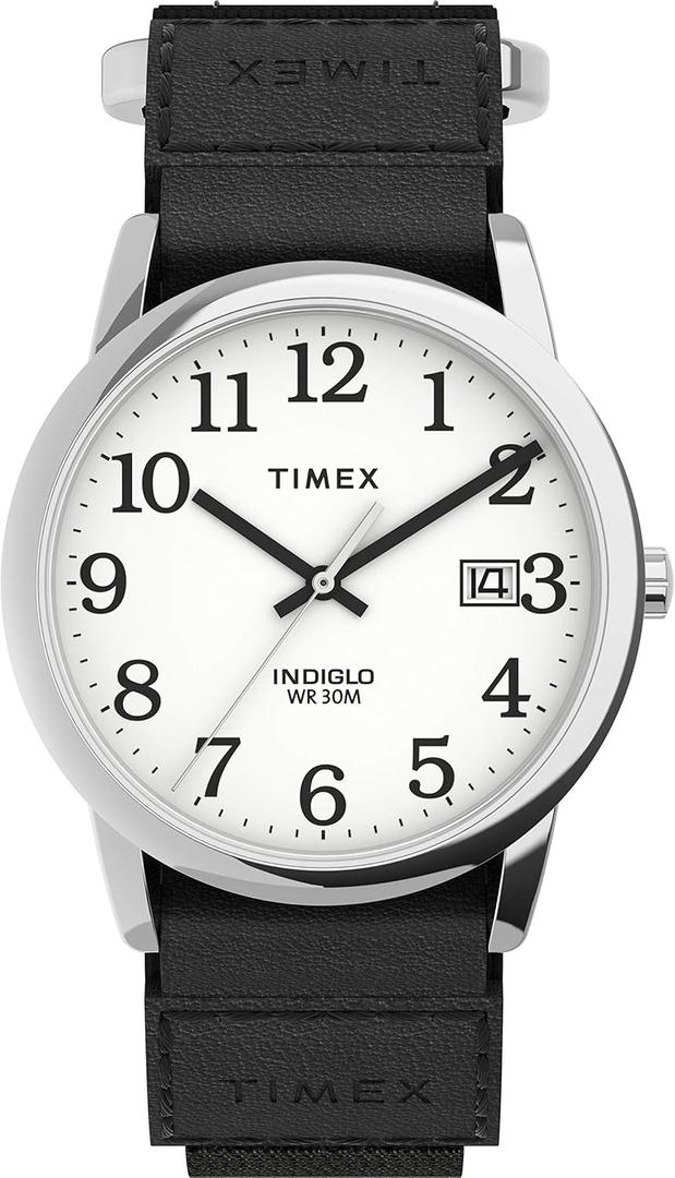 Timex Men's Easy Reader Watch (35mm, Black/Silver-Tone/White/E/35mm)