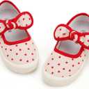 Hehainom Girls Toddler Canvas Sneakers Kids Bow Wedding Party School Uniform Sneaker Shoes (13 Little Kid, Red)