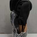 Silicone Cooking Utensils Set Utensil Sets - 446F Heat Resistant Silicone Kitchen Utensils Set Wooden Handles, Silicone Utensils for Cooking w Holder for Non-Stick Cookware BPA FREE (Black)