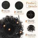 PEACOCO Messy Bun Short Curly Ponytail Extension Elastic Drawstring Loose Hair for Women with Thinning High Temperature Synthetic Fiber Bun 80g, Black to Gray