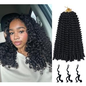 Burmese Curly Crochet Hair 18 Inch 8 Packs 128 Strands Knotless Pre-Looped with Spiral Curl Ends for Black Women Bohemian Braids Braiding Hair Extensions Fiber Close to Human Hair Crochet Hair (1B)