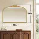 Gold Vintage Mirror 32x24 Inch, Laurel Leaf Ornate Beaded Frame Decorative Vanity Mirror, Antique Style Horizontal Bathroom Mirror for Living Room, EntrywayDresser, Mantle