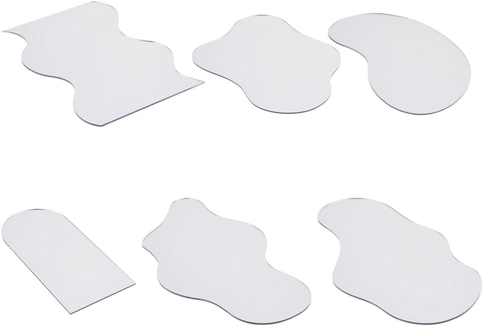6 Pcs Ripple Shape Acrylic Mirror Reflection Board, Wave Cloud Pea Arch Photo Props Mirror Photography Ornaments Reflective Display Sheet for Jewelry Makeup Product Background