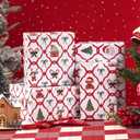 3 x PlandRichW Teddy Bears Christmas Wrapping Paper 4028 Inch Jumbo Sheets, Non-Tear Bulk Gift Wrap - Santa Trellis with Reindeer, Gingerbread, Candy Canes - 4 Pre-Cut Sheets for Kids & Adults