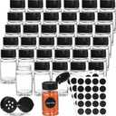 Tosnail 36 Pack 2.7 Oz Small Plastic Spice Bottles with Black Shaker Lids and Labels, Empty Plastic Jars with Lids, Seasoning Shaker Containers for Travel, Camping, Glitter, Gift, Party Favors - Clear