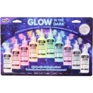 Tulip Glow in the Dark Dimensional Fabric Paint, Permanent DIY Fashion Art, Multi-Surface Craft Paint, Great for Costumes, Pumpkins, Decor, Pack of 10