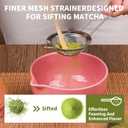 Matcha Whisk Set, 7 Pcs Matcha Kit with Matcha Bowl, Spout, Whisk and Holder, Bamboo Scoop and Stainless Steel Sifter, Japanese Matcha Set for Ceremony, Gift for Matcha Lover, Pink